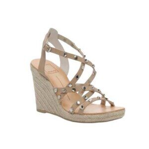 Dolce Vita Maxton Tan Espadrille Strappy Studded Square Wedge Sandals Size 9